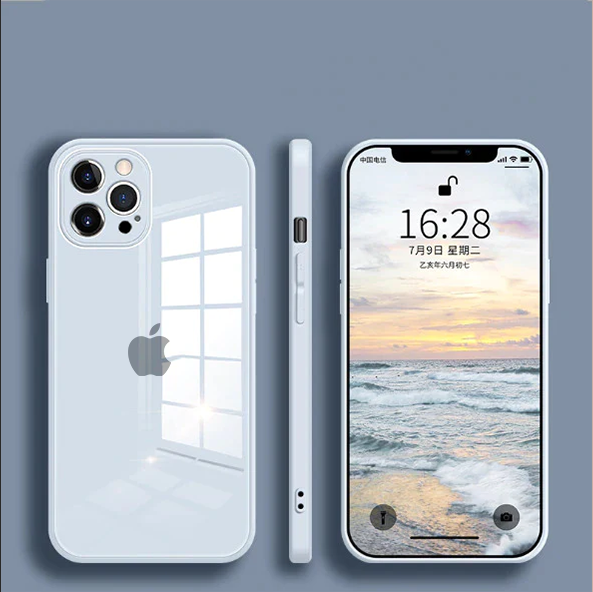 iPhone 13 Pro Aqua Square Tempered Glass Case