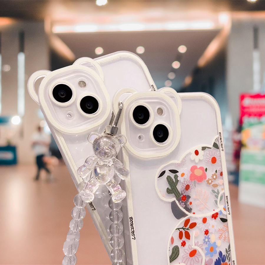 iPhone 14 Floral Panda Bracelet Case