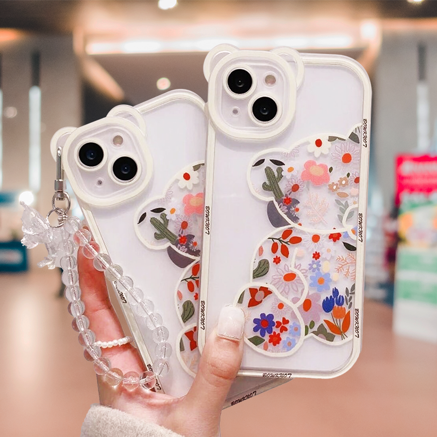 iPhone 14 Floral Panda Bracelet Case
