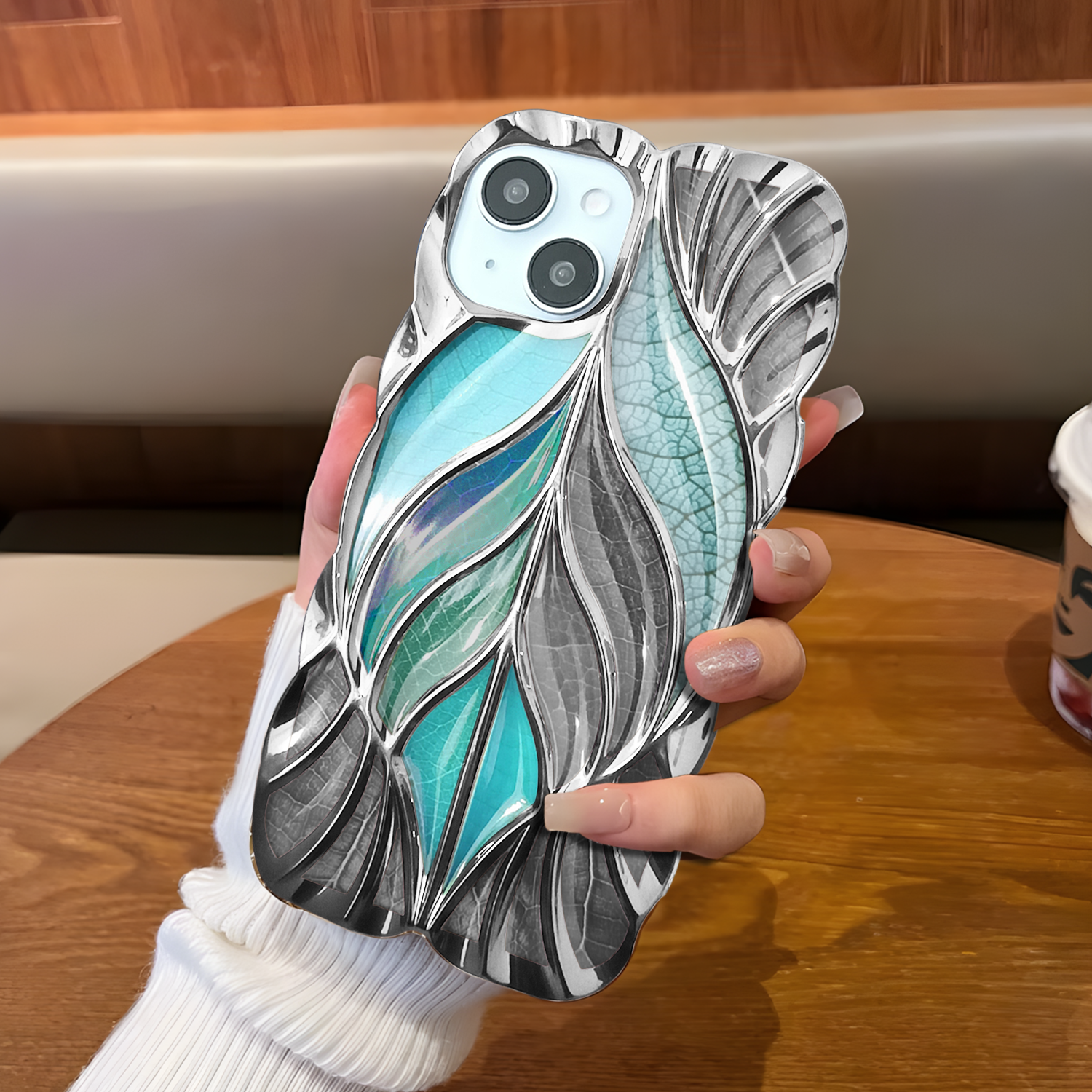 iPhone 15 3D Floral Leaf Case