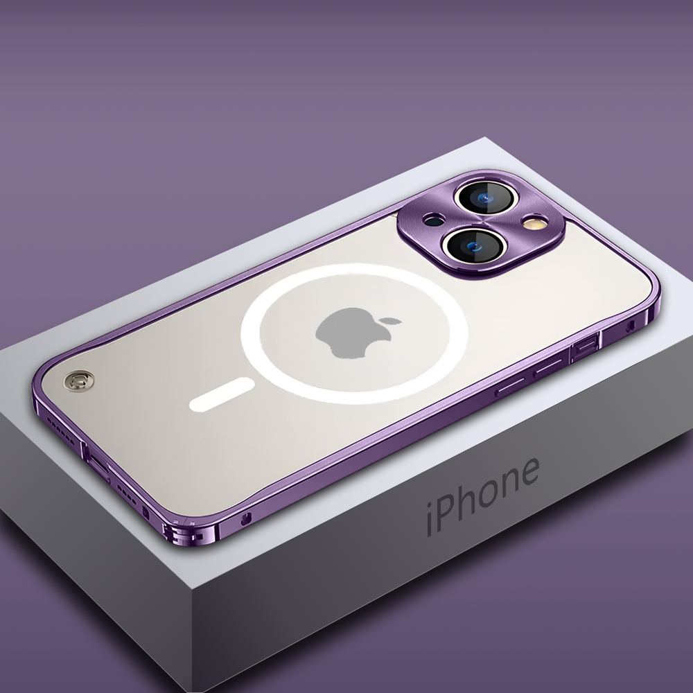 iPhone 15 Frosted Glass Aluminium Frame Case