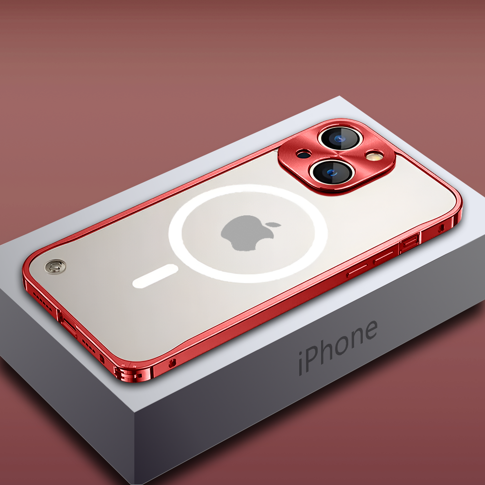 iPhone 15 Frosted Glass Aluminium Frame Case