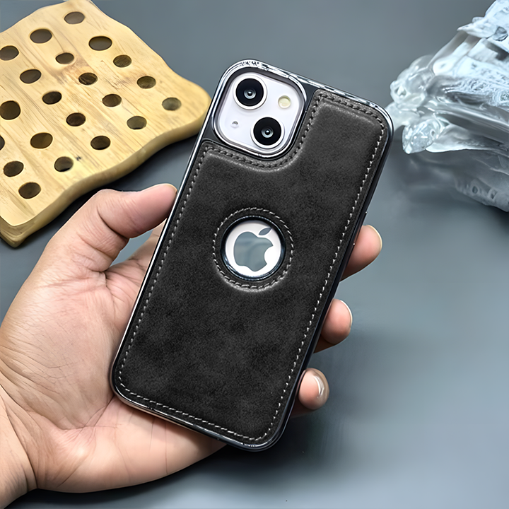 iPhone 15 Vintage Leather Logo Case