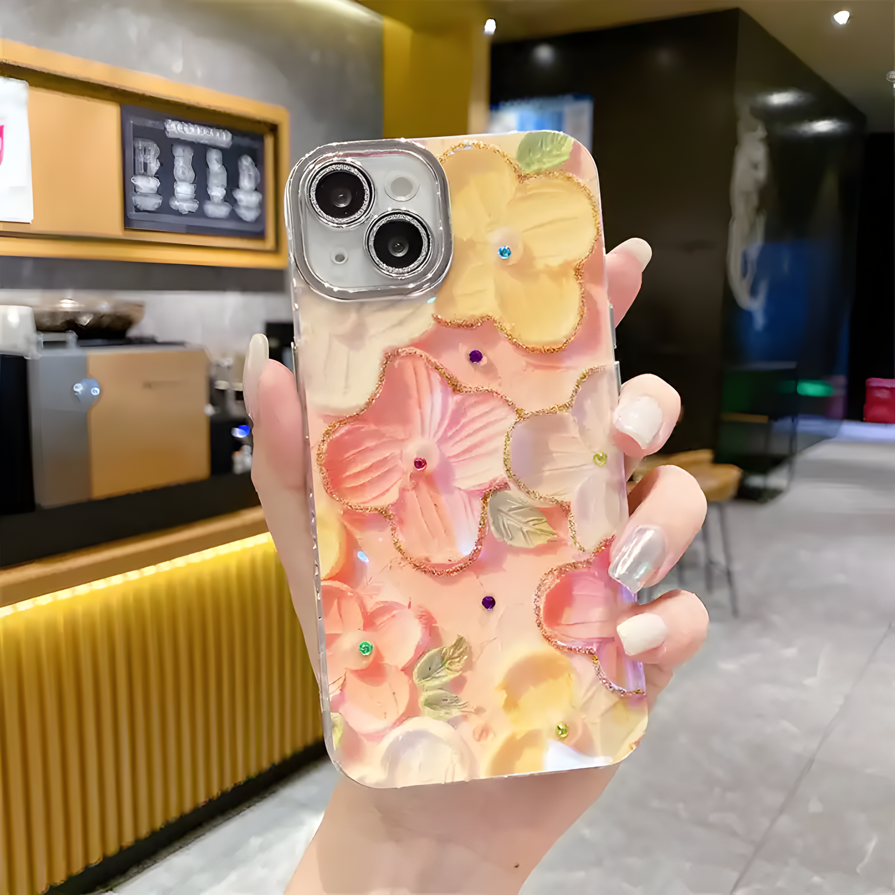 iPhone 13 3D Oil Painting Floral Case