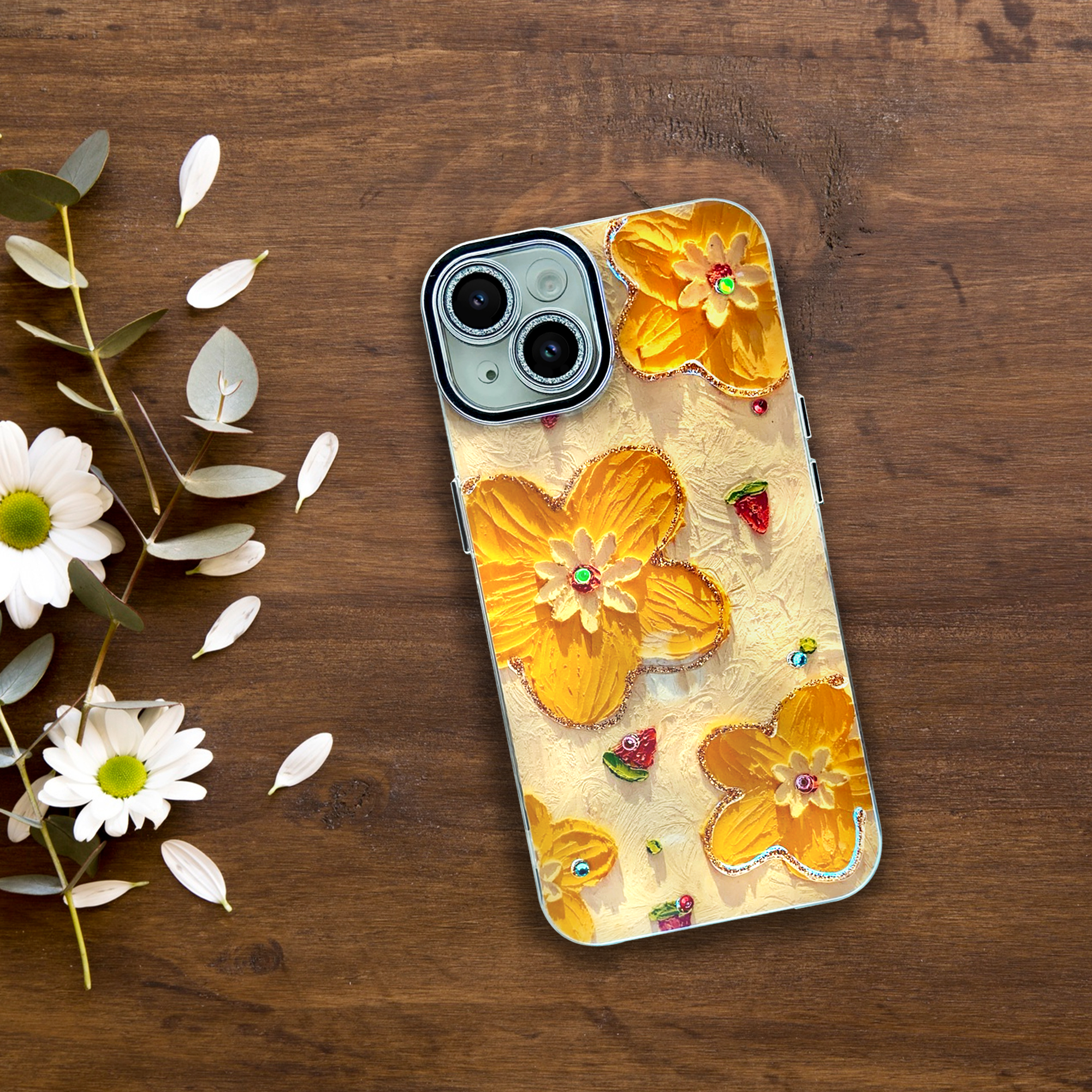 iPhone 13 3D Oil Painting Floral Case
