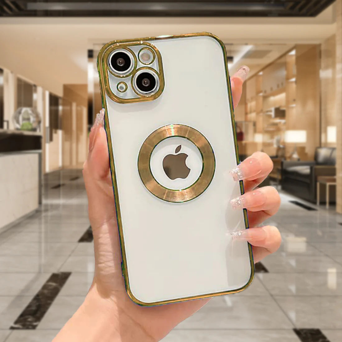 iPhone 13 Mini Chrome Ring Logo Cut Case