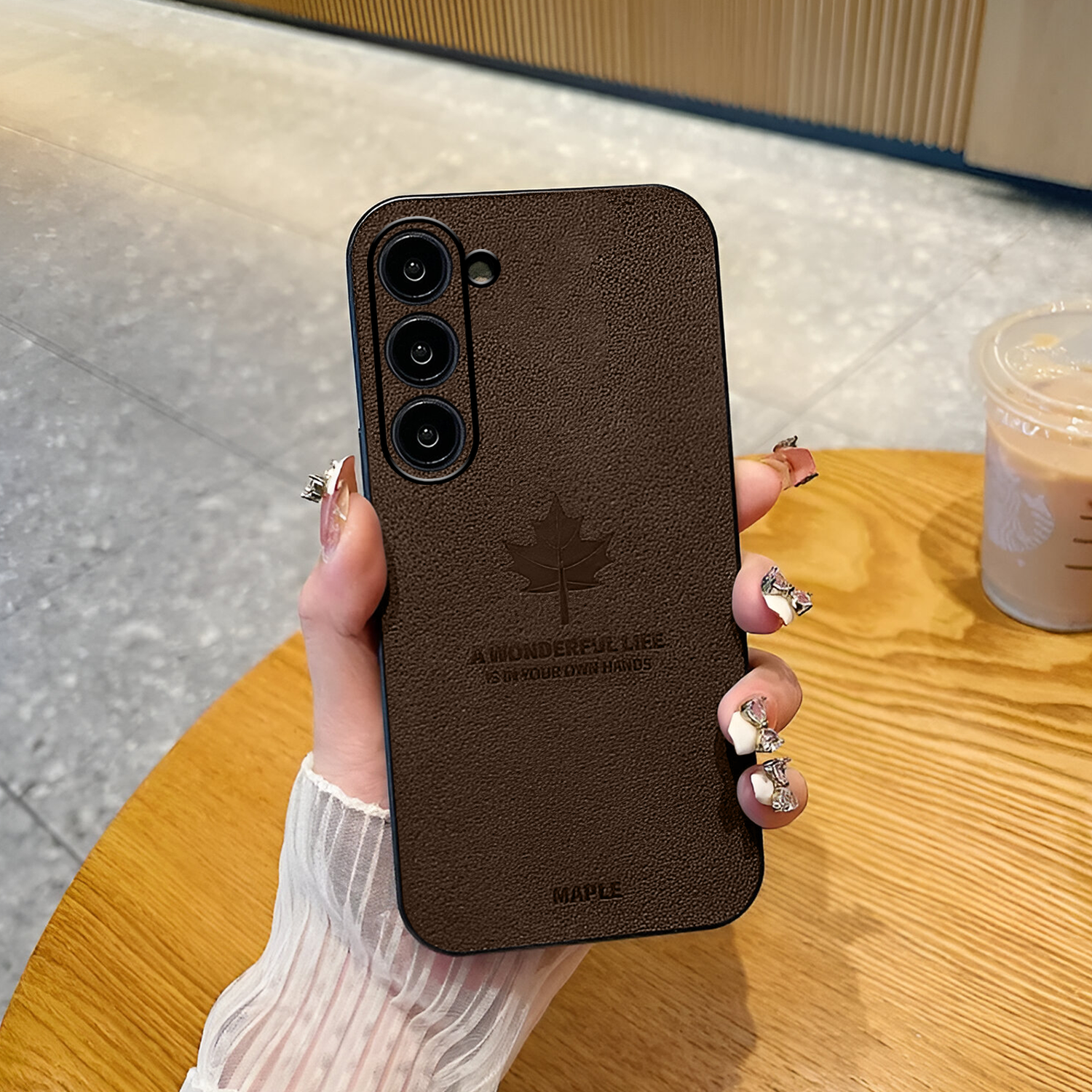 Samsung S23 Maple Leaf Stone Texture Case