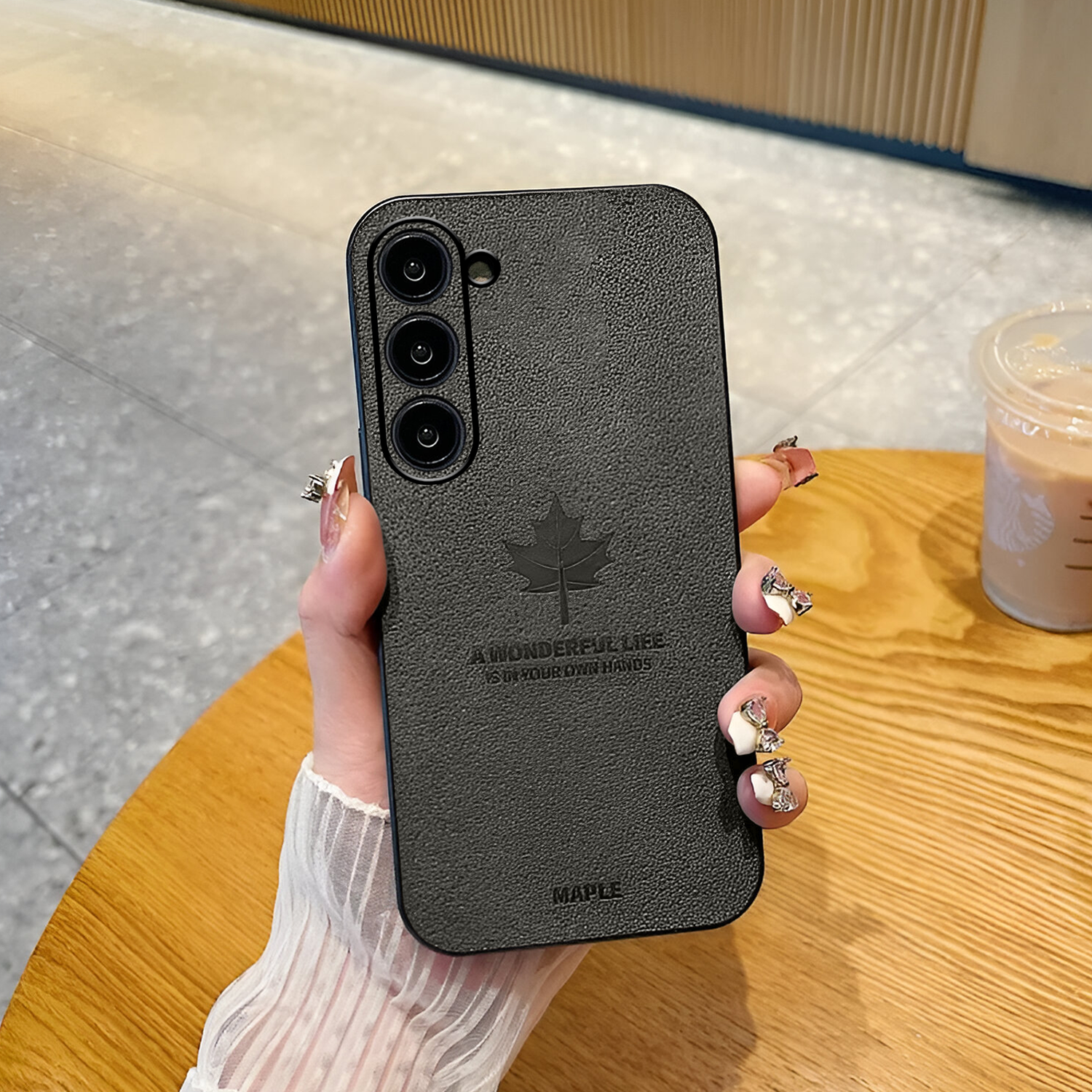 Samsung S23 Maple Leaf Stone Texture Case