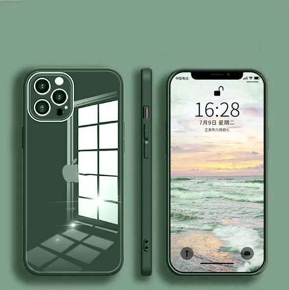 iPhone 13 Pro Aqua Square Tempered Glass Case