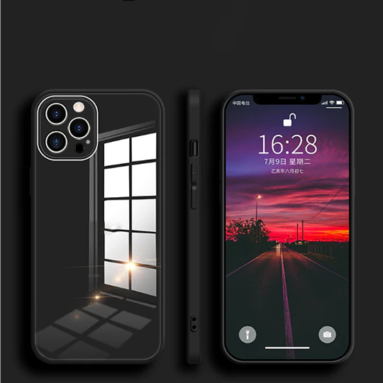 iPhone 12 Pro Aqua Square Tempered Glass Case