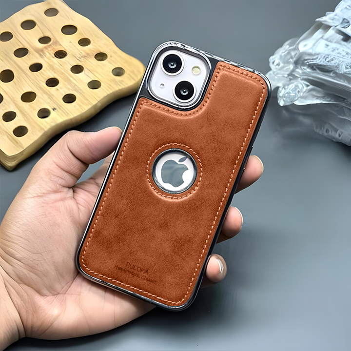 iPhone 15 Vintage Leather Logo Case