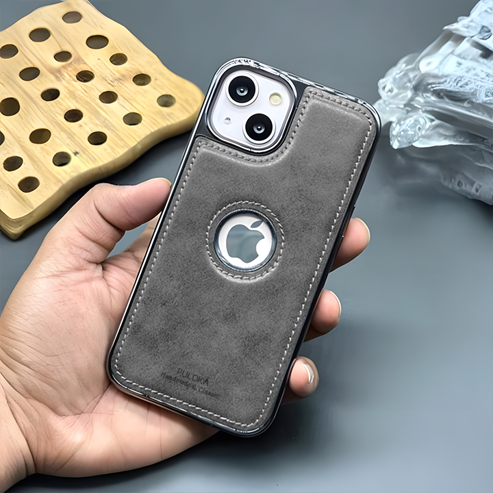 iPhone 15 Vintage Leather Logo Case