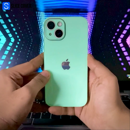 iPhone 14 Aqua Square Tempered Glass Case