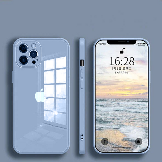 iPhone 14 Pro Aqua Square Tempered Glass Case