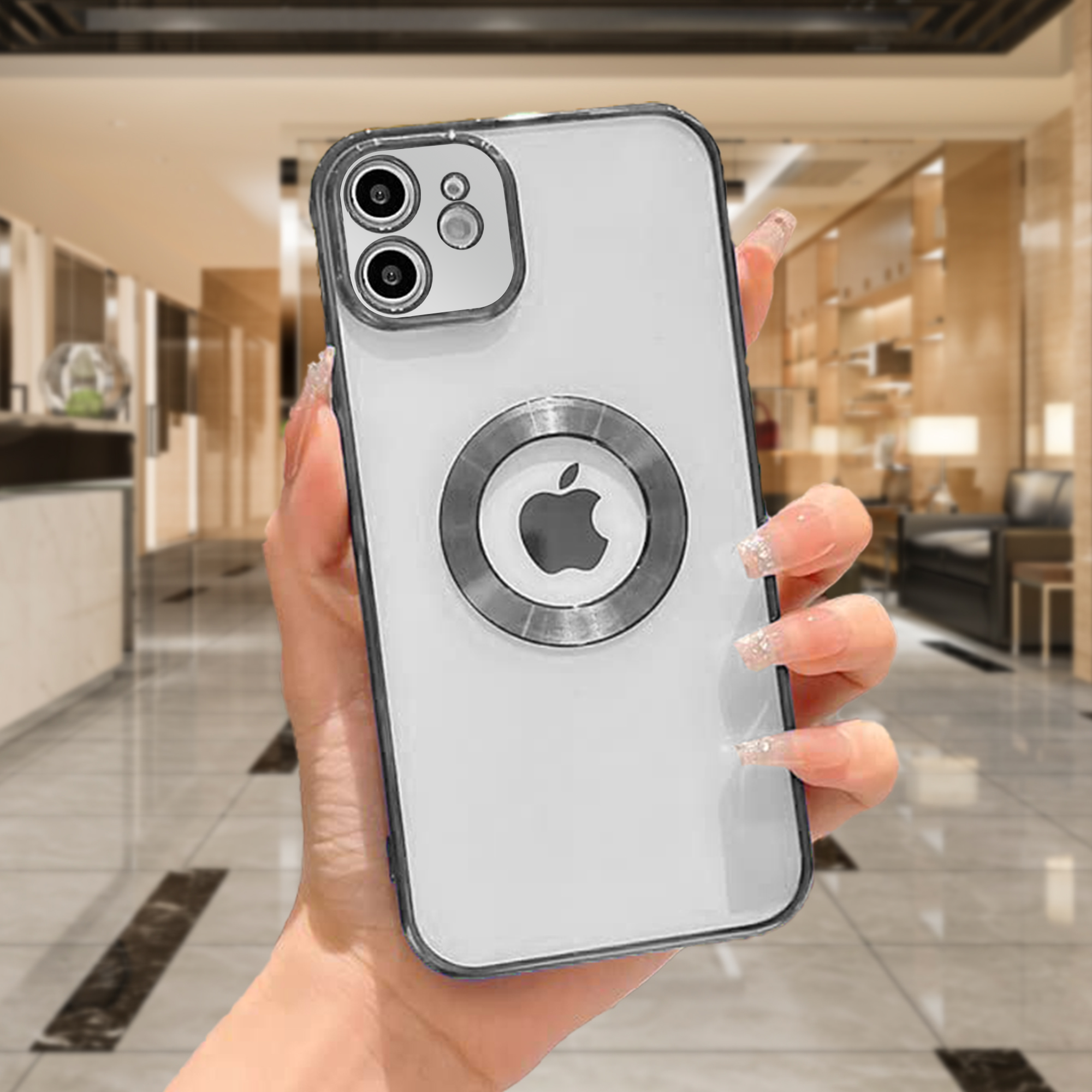 iPhone 12 Chrome Ring Logo Cut Case